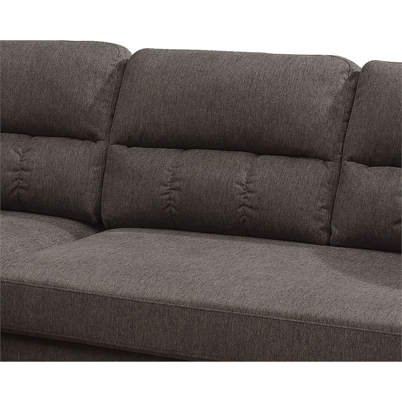 59" Velvet Rolled Arm Sofa Chaise with Reversible Cushions, Tan
