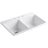 33" L x 22" W x 9-5/8" Top-Mount Double-Equal Kitchen Sink
