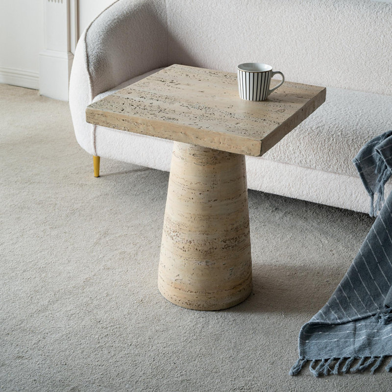 Zya Magnesium Oxide Top End Table, Cream