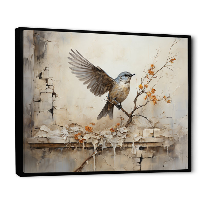 Décoration murale oiseaux vol dans le temps - Animaux, H 24 po x l 32 po x P 1 po, Cadre flottant noir