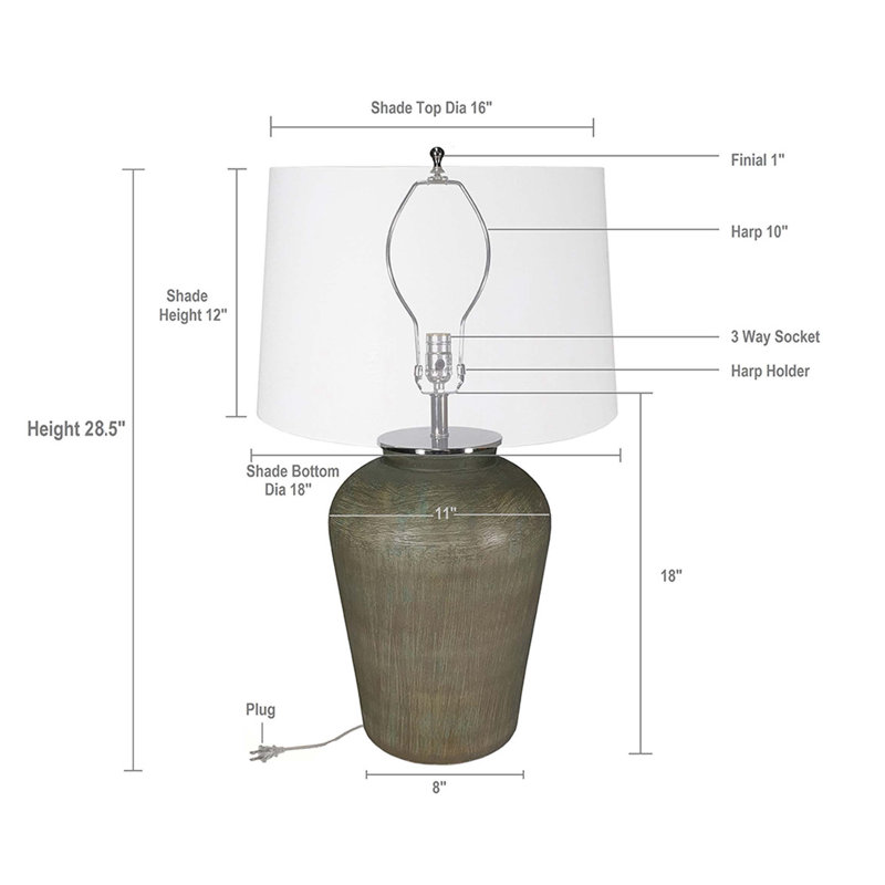 Lampe de table en verre D18x28,5 "