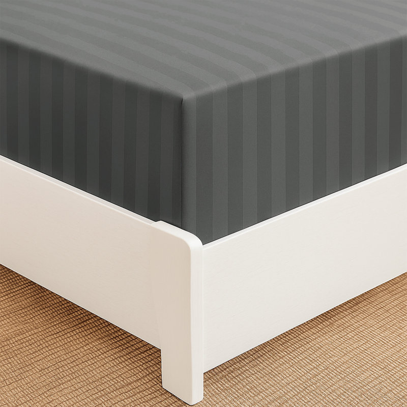 Tabbitha Striped Microfiber Standard Fitted Sheet, Charcoal, Single (3')