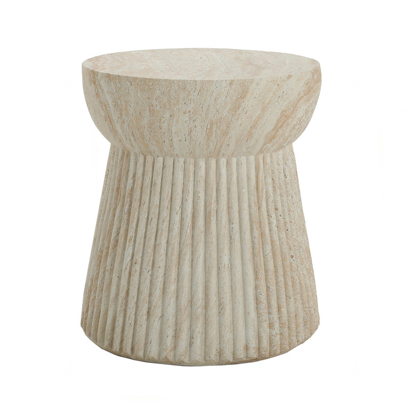Outdoor Travertine Concrete Side Table