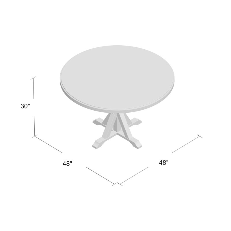 Table de salle à manger ronde rustique noire de 48 pouces avec piédestal robuste en X, Noir antique