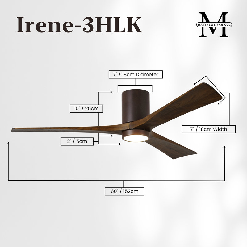 Irene LED Ceiling Fan, Textured Bronze, Walnut, 60"