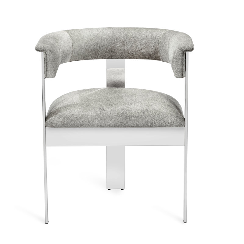 Darcy Upholstered Arm Chair, Antique Bronze, Genuine Leather Natural Gray