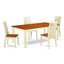 Ensemble de table de salle à manger 9 pièces comprenant une table de salle à manger rectangulaire avec rallonge papillon et 8 chaises en bois, 42 x 84 po, lin blanc-32060882-49666888-131074013