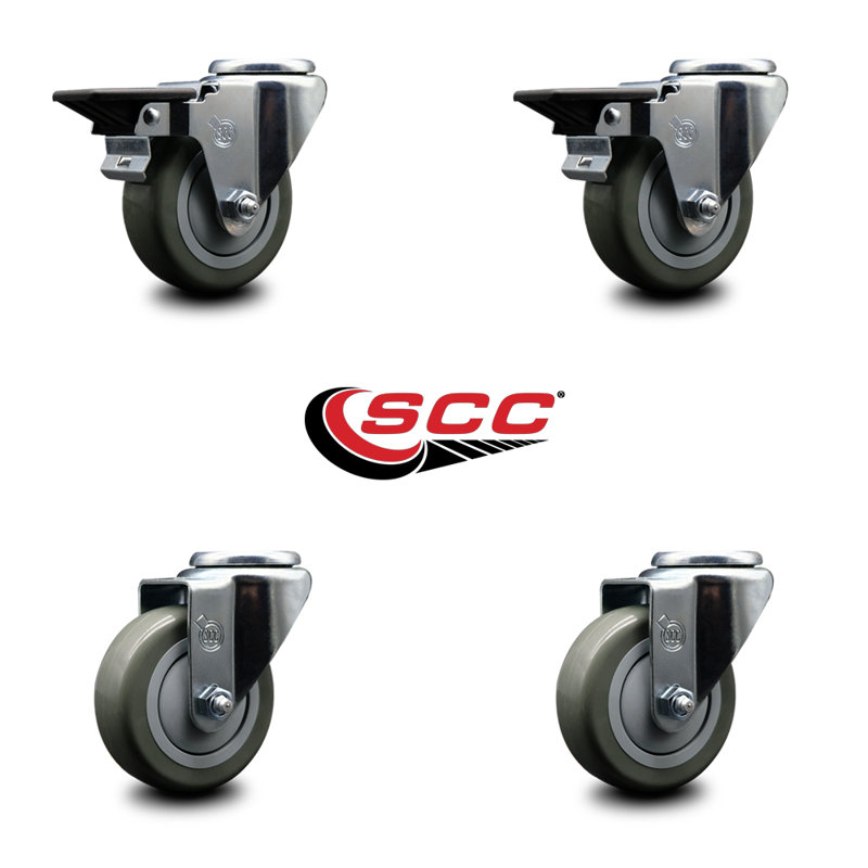 4-Piece Polyurethane Caster Set, Gray