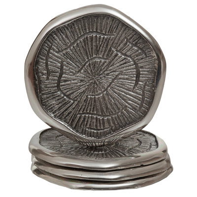 Metal Round 4 Piece Coaster Set