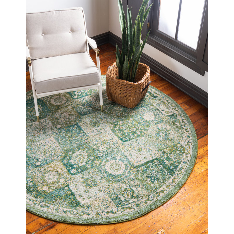 Tapis vert / gris Kalf, Rond 6 pi 1 po