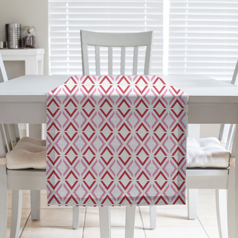 Festive Hol Festive Arrow Diamonds Table Runner, 72" L x 16" W, Pink/Red, Polyester