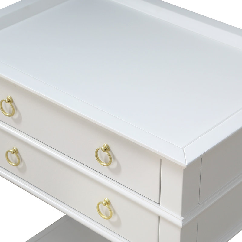 Table de chevet 2 tiroirs, Blanc