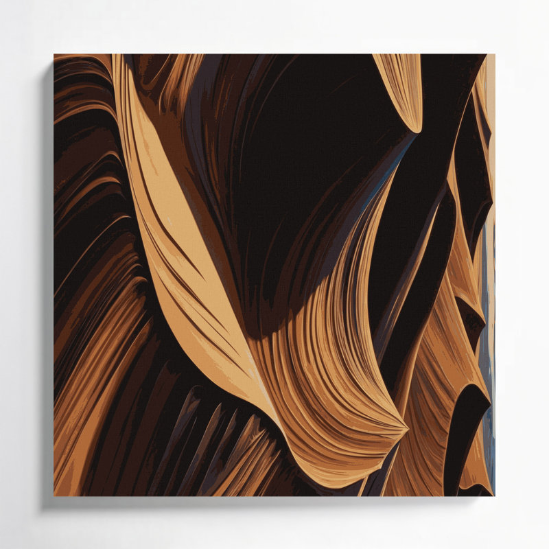 Diagonale rayures sable brun foncé, art mural sur toile, H 16 po x l 16 po