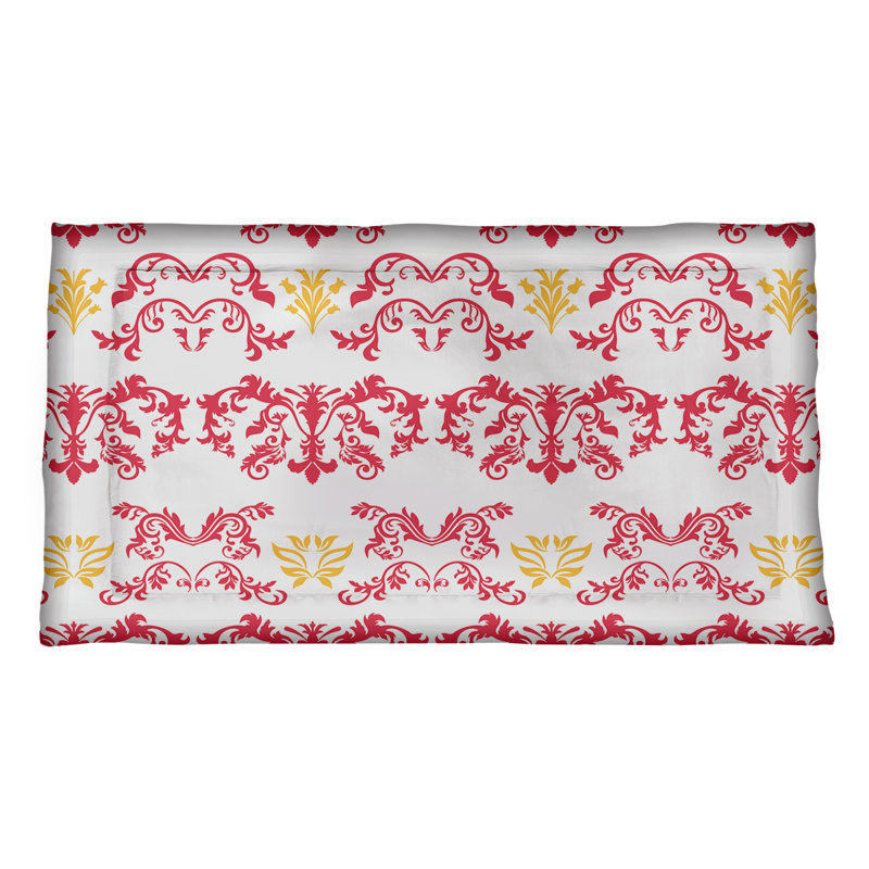 Football Baroque Pattern Pillow Sham, White/Red/Yellow, Standard, Microfiber