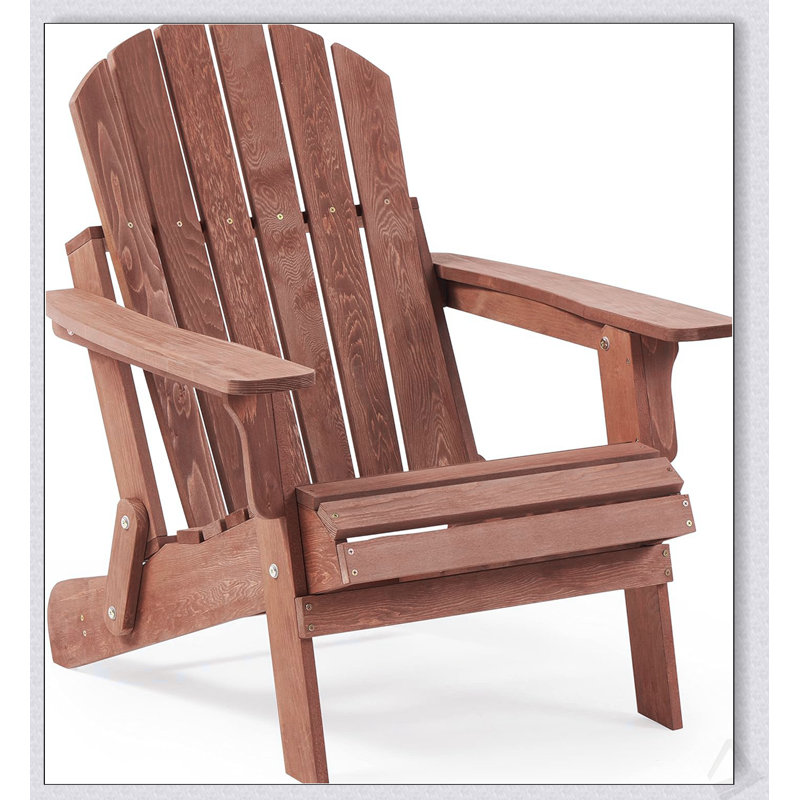 Oversize Wooden Outdoor Folding Adirondack Chair With Pre-Assembled Backrest & Seatboard, Perfect For Garden, Backyard, Porch, Pool, Deck, And Firepit
