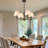 Costa 4-light 28" Mid-century Modern Black Chandelier with Iron Frame and White Linen Shades for Dining Room.-1667455886