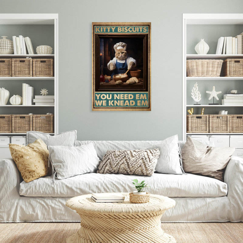«Cat Kitty Biscuits», reproduction d'art rectangulaire sur toile tendue 1 à 1 pièce | 0168, H 14 po x l 11 po x P 1,25 po