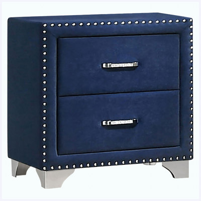Table de chevet bleue à 2 tiroirs