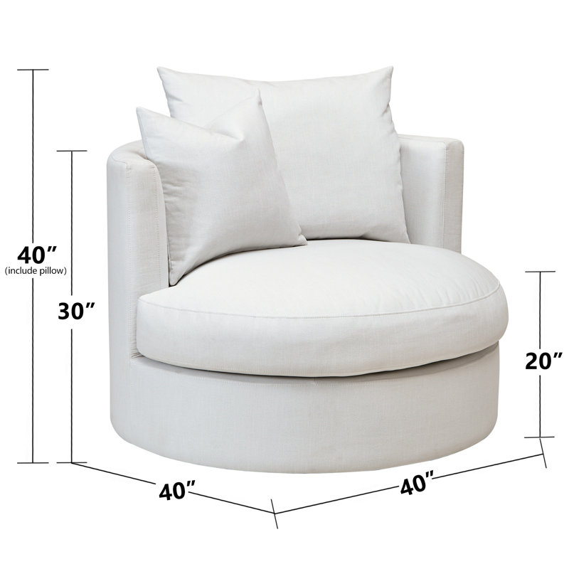 Freya Oversized Down Fill Swivel Barrel Chair, Cream Linen/Revolution Performance Fabrics®