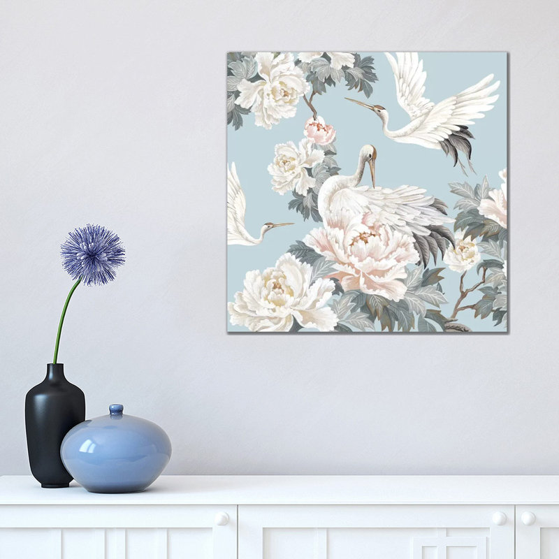 Chinese Silk II by Eva Watts - Painting on Canvas, Wrapped Canvas, 45.72cm H x 45.72cm W x 3.81cm D