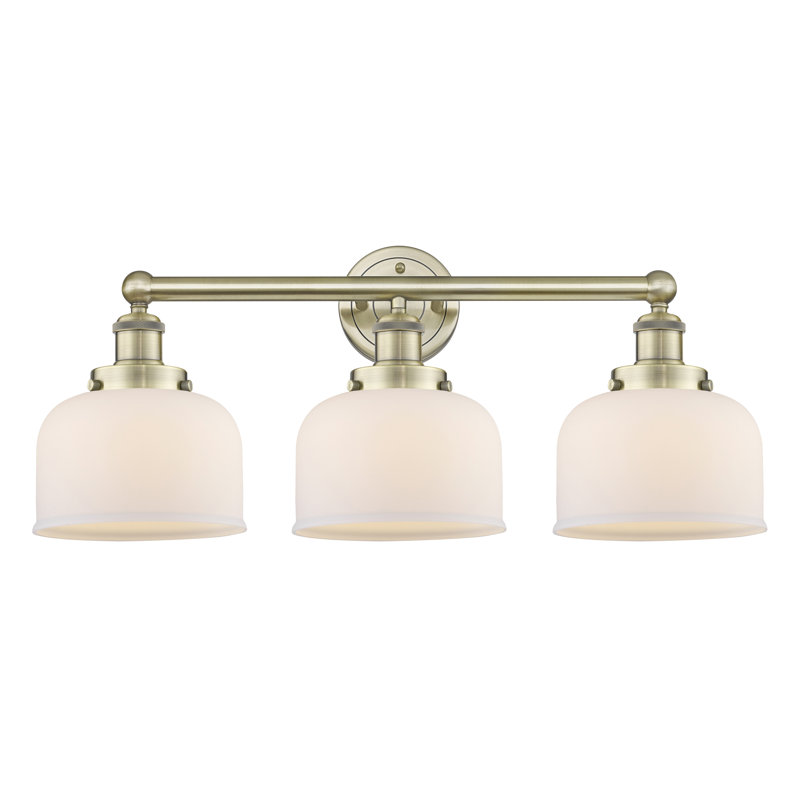 Éclairage pour meuble-lavabo à 3 lumières à intensité variable Raykwan, Blanc mat, Laiton antique