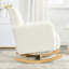 Chaise berçante en velours blanc crème avec coussin, support ergonomique très confortable, conception à surpiqûres verticales, polyvalente pour une finition intérieure et confort d'assise spacieux, dossier remarquablement visible