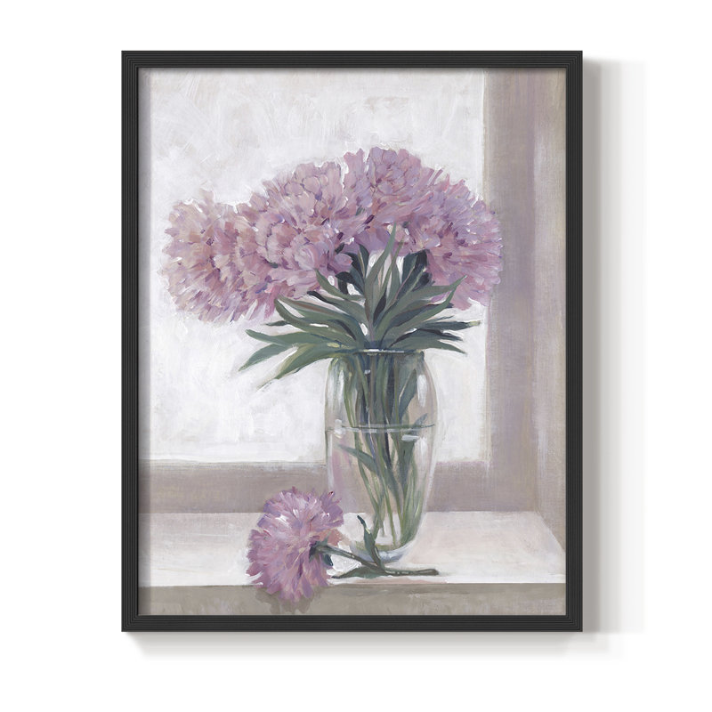Impression encadrée Windowsill Floral I - bois massif, Noir, H 20 po x l 16 po