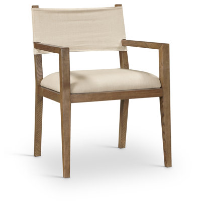 Vina Linen Textured Fabric Dining Arm Chair