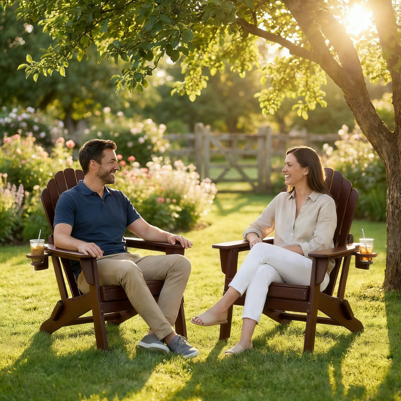 Ensemble de chaises pliantes pour 4 personnes Adirondack, Café