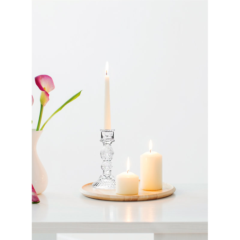 Glass Tabletop Candlestick, 6" H x 3" W x 3" D