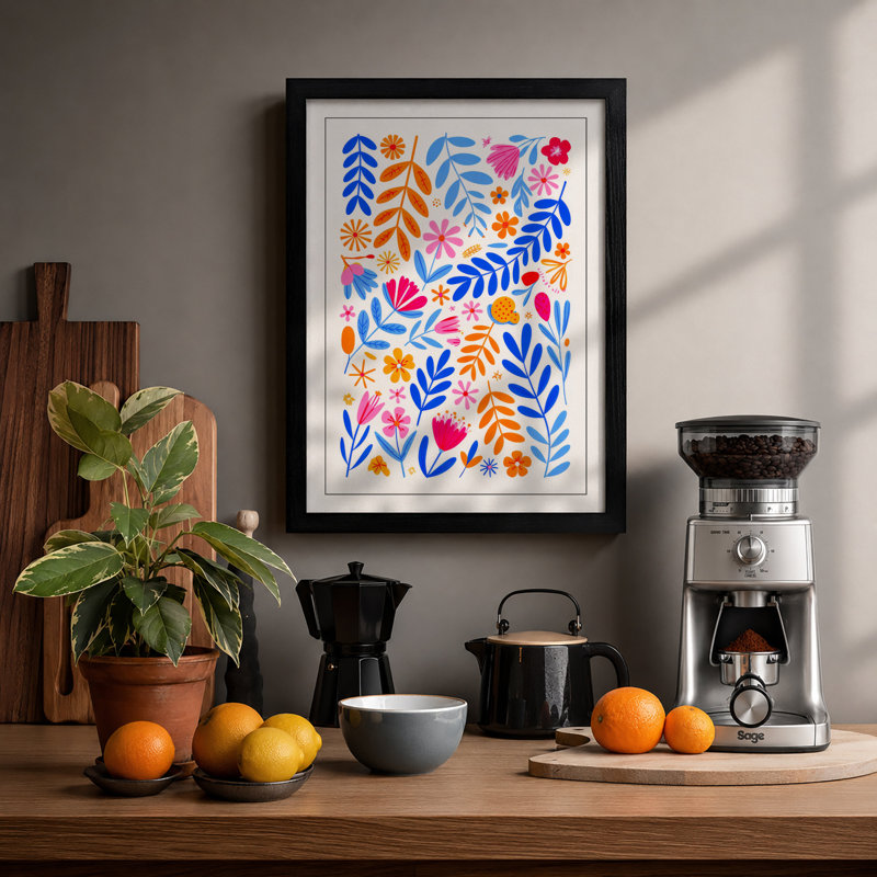Scattered Botanicals Botanical - Framed Print, A2 - 59.4 x 42.0 cm, Black