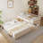 Twin XL Over Queen Bunk Bed With Integrated Shelving, Color-Changing Lights And Pegboard, Beige-1049386797-1049386794