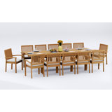 Leveb Outdoor 13 - Piece Teak Dining Set