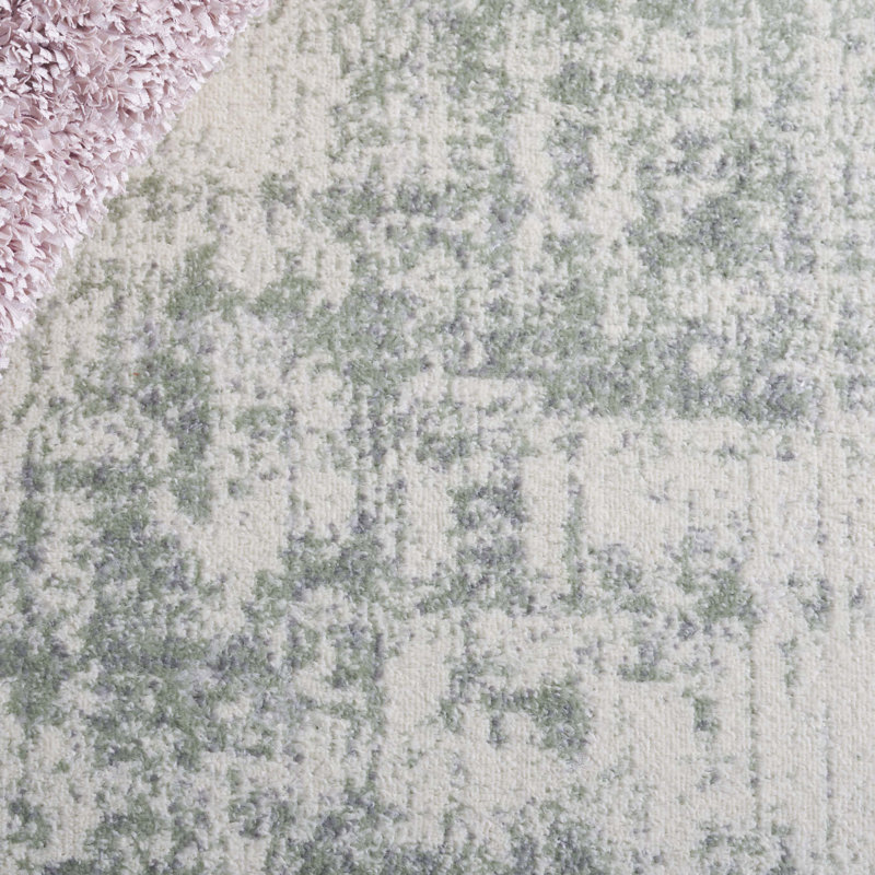 Adirondack Abstract Area Rug In Sage / Ivory, Round 122 cm