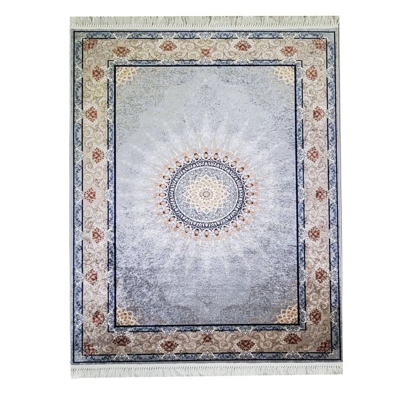 Beige sud-ouest/tapis décoratif grise Aruba, Rectangle 5 pi 2 po x 7 pi 5 po