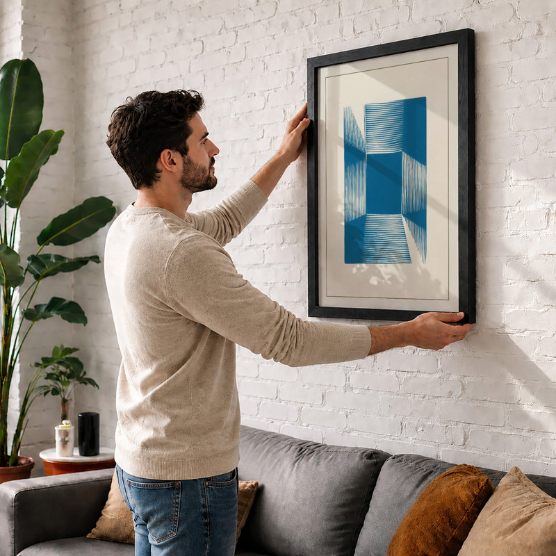 Void and Lines Minimalist - Framed Print, Walnut, A3 - 42.0 x 29.7 cm