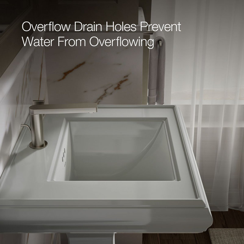 Memoirs® 26.375" Tall Rectangular Pedestal Bathroom Sink with Overflow, Ice Gray, 4" Centers