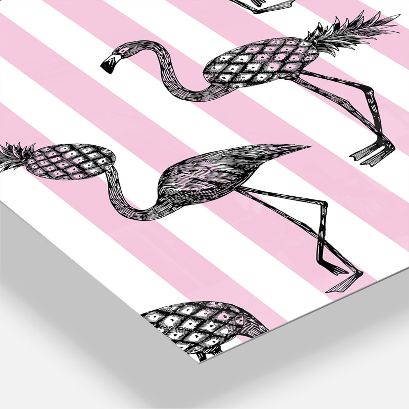 Flamant rose surdimensionnée sur horloge murale Mid-Century
