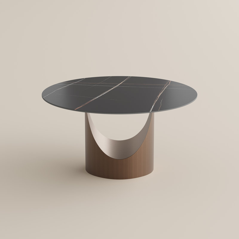 Table de salle à manger moderne pour 4 personnes 51,18 po Hobart, H 29,53 po x L 51,18 po x l 51,18 po, Bronze, Noir