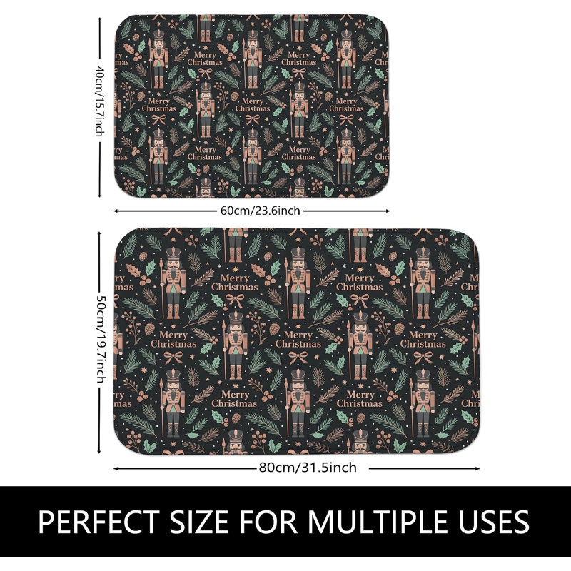Tapis de salle de bain à thème de Noël casse-noisette, 16 x 24 po, Single- 24" L x 16" W