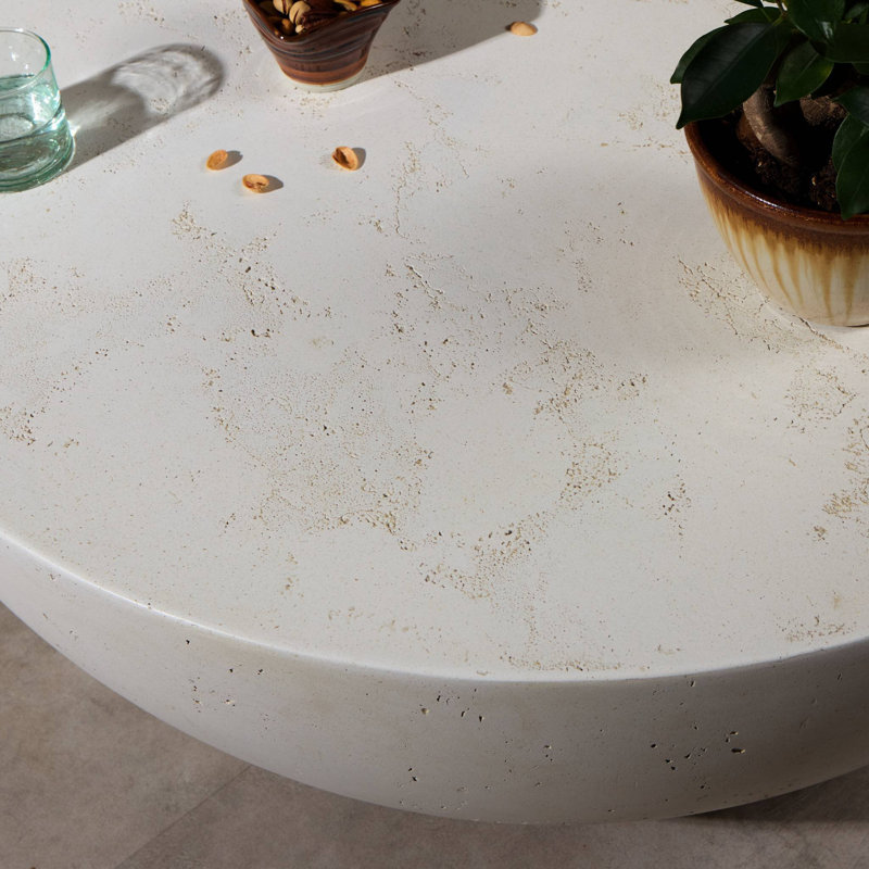 BOULA Outdoor Round Coffee Table, Aged Smoke Concrete