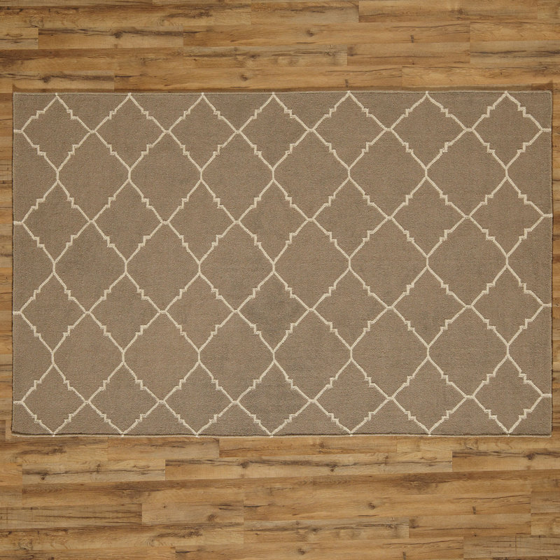 Tapis brun en laine tissé à la main Kramer, Rectangle 3 pi 6 po x 5 pi 6 po