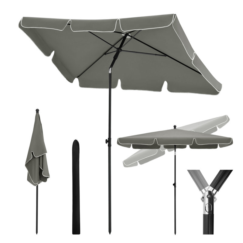 Novea 200cm X 120cm Rectangular Beach Parasol, Grey