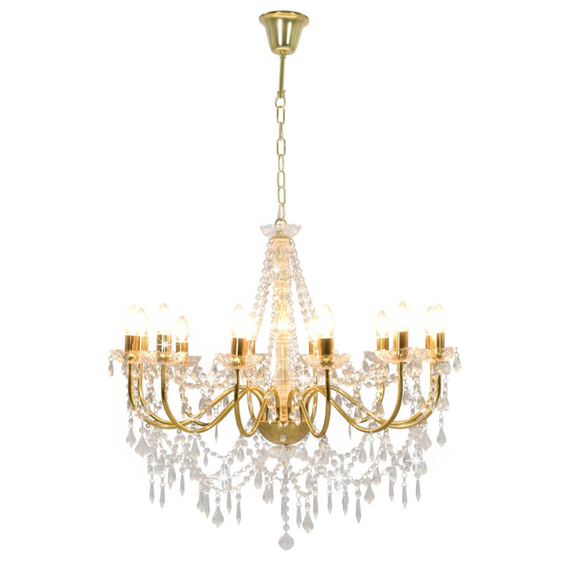 Shah 12 - Light Candle Style Chandelier, Gold