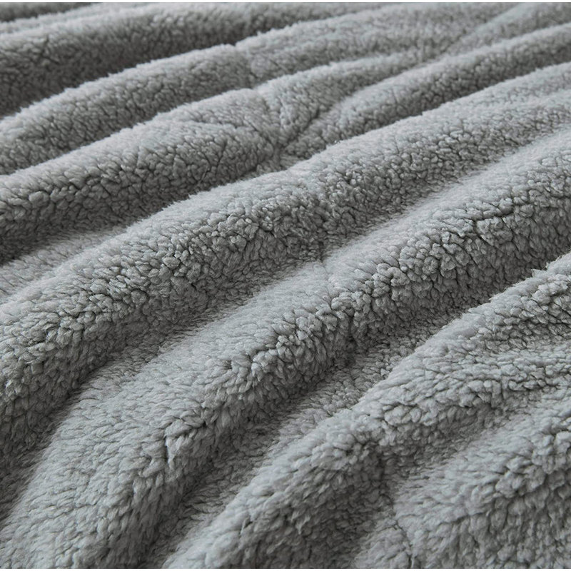 Zane Sherpa Reversible Microfiber Comforter Set, Twin Comforter + 1 Standard Sham, Gray