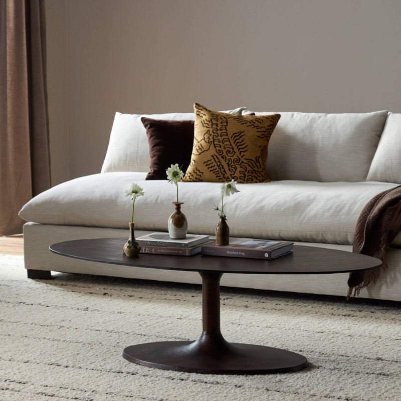 Simone Coffee Table, Raw Black, 16.5" H x 54.75" L x 29.5" W
