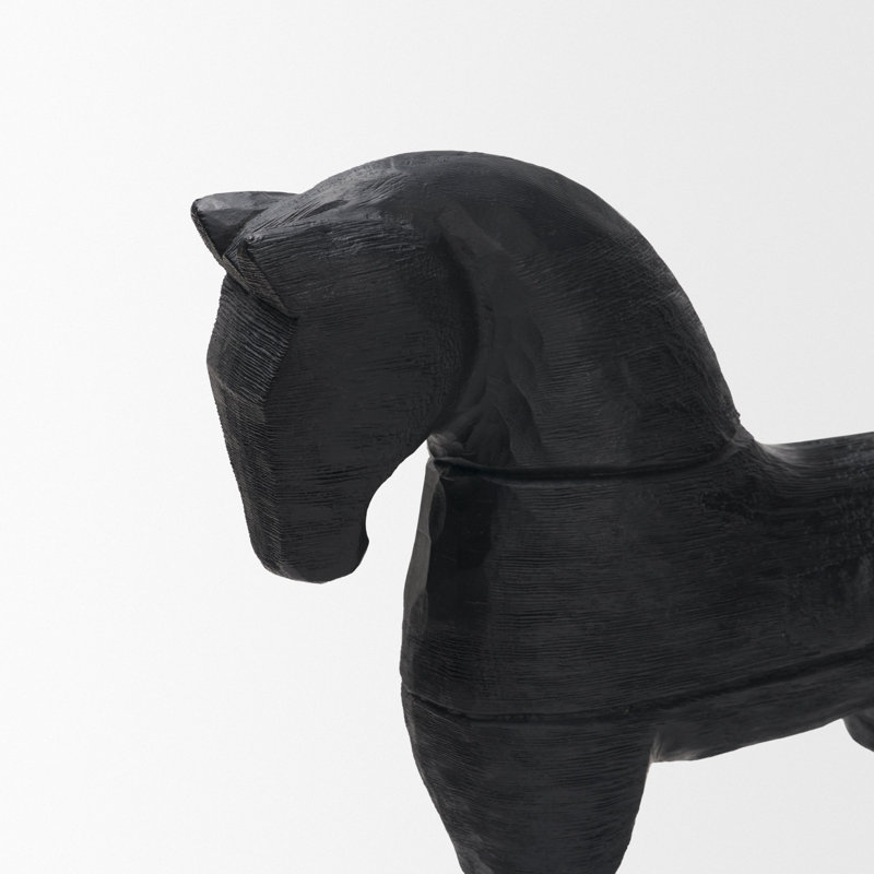 Objet décoratif cheval en bois noir Equus