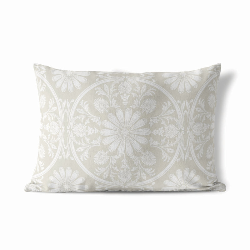 Coussin lombaire d'extérieur Daisy Tile, Ivoire ivoire