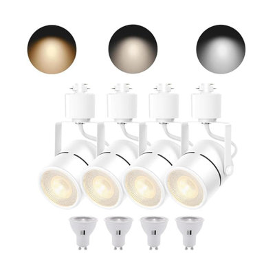 Bravsekai White 4PCS LED Track Lighting (No Rails) with Advanced Replaceable GU10 Bulbs, Switchable 3CCT(3000K/4000K/6000K) and Dimmable Brightness(20%-100%), Versatile Ceiling Spotlight Fixtures for Any Space