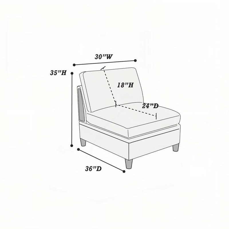 Fauteuil sans accoudoirs Living Room Furniture, Gris clair